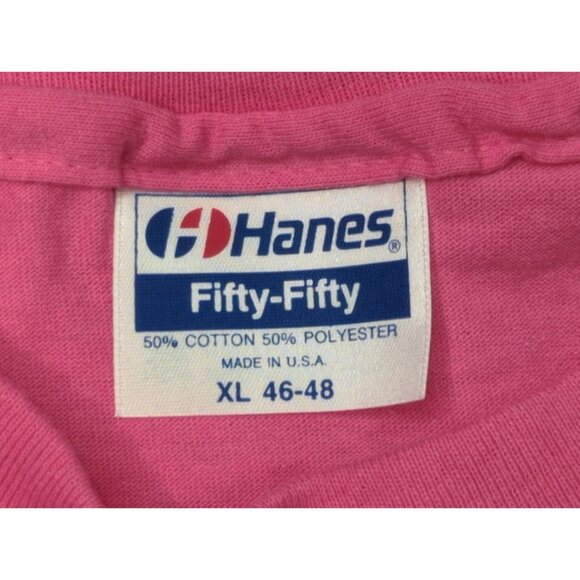 Vintage Hanes Womens Size XL Pink Single Stitch T Shirt CIDC Kids Graphic - Picture 4 of 8